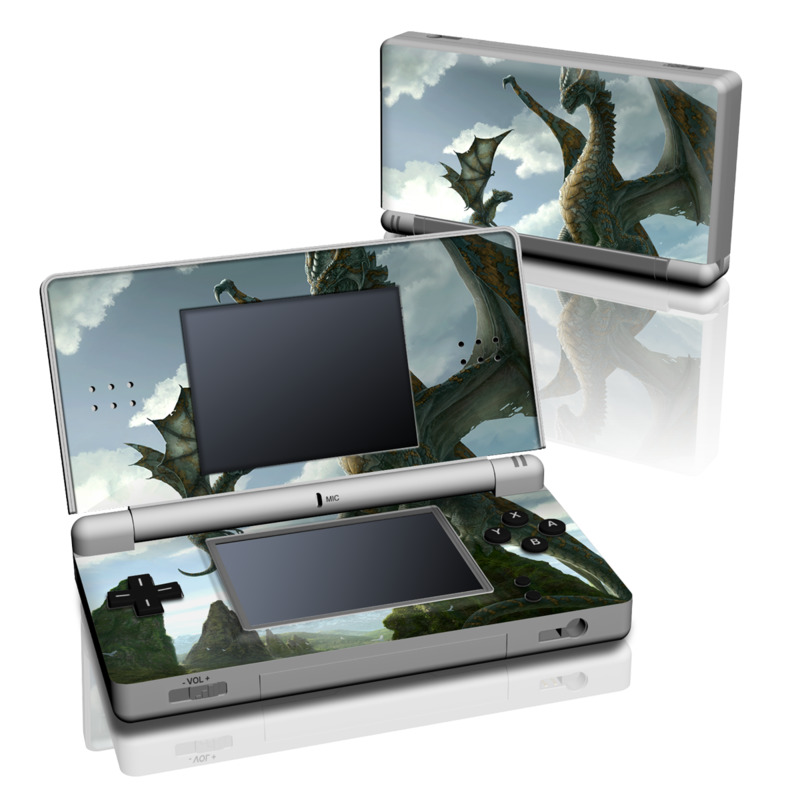 Nintendo DS Lite Skin design of Dragon, Cg artwork, Fictional character, Mythical creature, Mythology, Extinction, Cryptid, Illustration, Games, Massively multiplayer online role-playing game, with black, gray, blue, white, purple colors