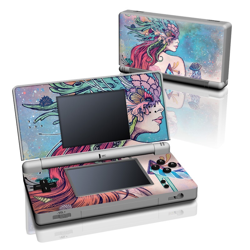 Nintendo DS Lite Skin design of Illustration, Fictional character, Art, Cg artwork, Fiction, Mythology, Painting, Mermaid, with blue, purple, green, red, yellow, pink colors