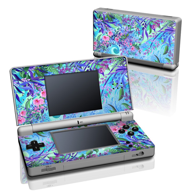 Nintendo DS Lite Skin design of Psychedelic art, Pattern, Lilac, Purple, Art, Pink, Design, Fractal art, Visual arts, Organism, with gray, blue, purple colors