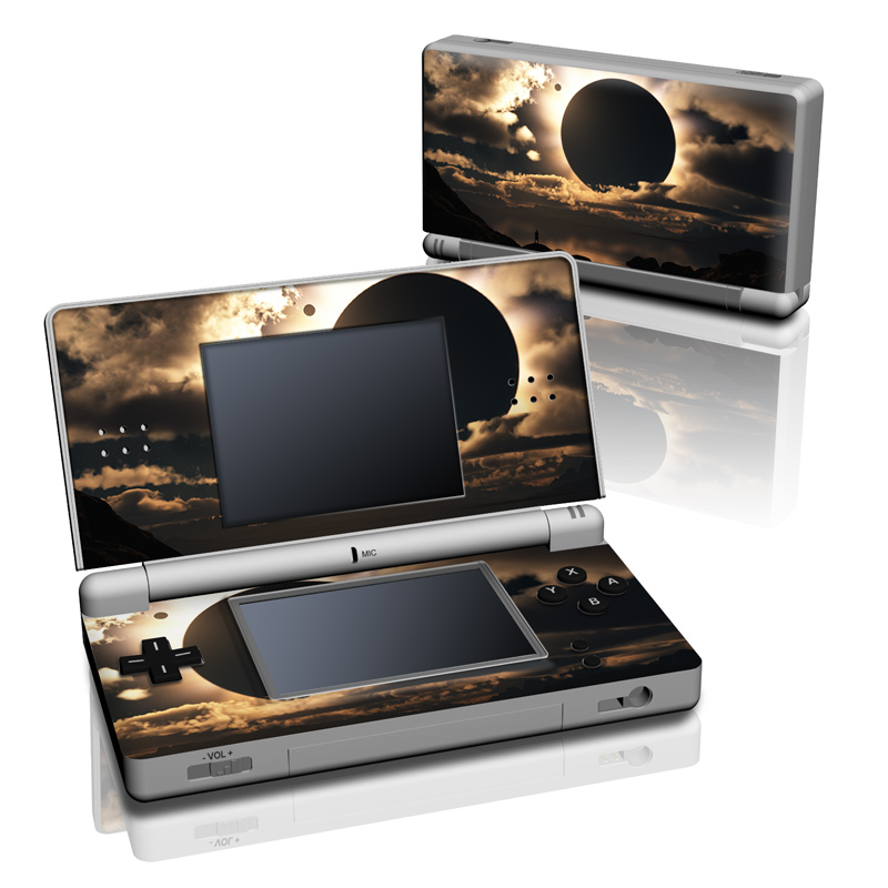 Nintendo DS Lite Skin design of Sky, Cloud, Daytime, Eclipse, Atmosphere, Cumulus, Sunlight, Sun, Astronomical object, Celestial event, with black, red, green, gray, pink, yellow colors