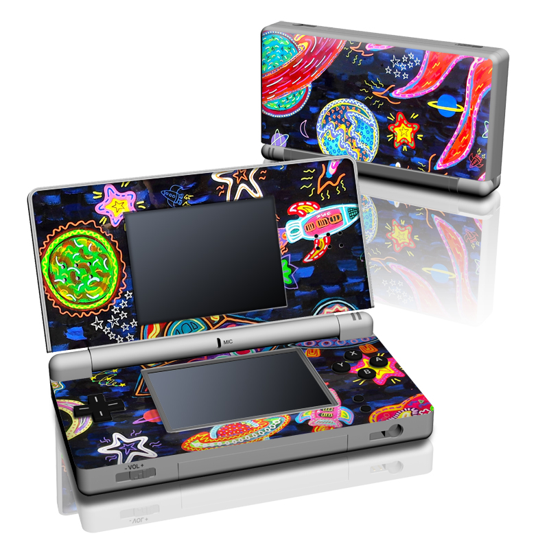 Nintendo DS Lite Skin design of Pattern, Psychedelic art, Visual arts, Paisley, Design, Motif, Art, Textile, with black, gray, blue, red colors