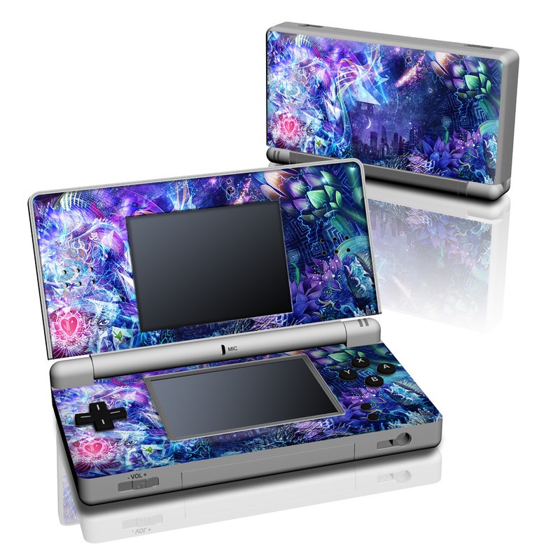 Nintendo DS Lite Skin design of Blue, Purple, Violet, Lavender, Majorelle blue, Psychedelic art, Electric blue, Organism, Art, Design, with blue, green, purple, red, pink colors