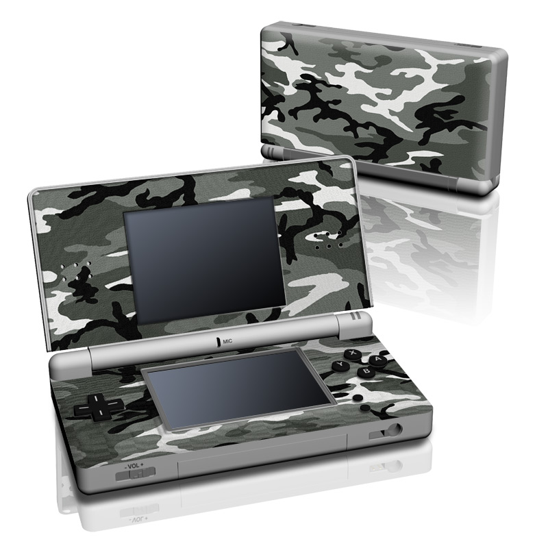 Nintendo DS Lite Skin design of Military camouflage, Pattern, Clothing, Camouflage, Uniform, Design, Textile, with black, gray colors