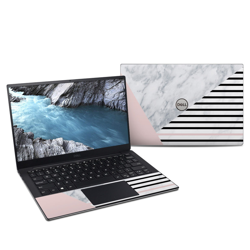 Dell XPS 13 9380 Skin design of White, Line, Architecture, Stairs, Parallel, with gray, black, white, pink colors