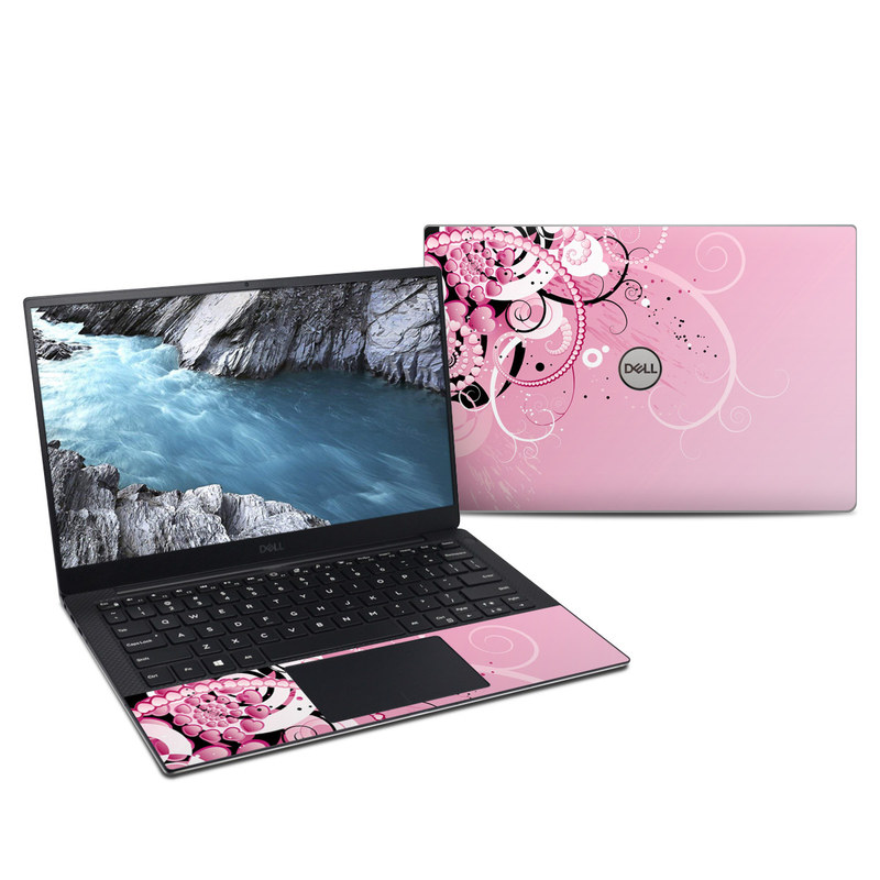Dell XPS 13 9380 Skin design of Pink, Floral design, Graphic design, Text, Design, Flower Arranging, Pattern, Illustration, Flower, Floristry, with pink, gray, black, white, purple, red colors