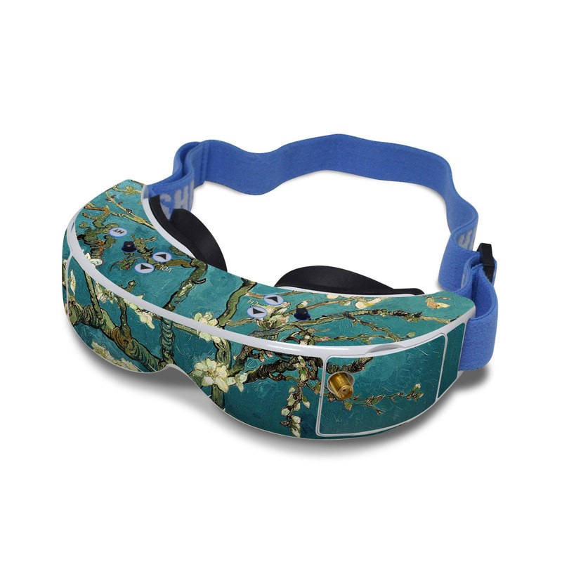 Fat Shark Dominator V2 Skin design of Tree, Branch, Plant, Flower, Blossom, Spring, Woody plant, Perennial plant, with blue, black, gray, green colors