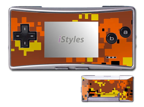 Game Boy Micro Skin design of Orange, Yellow, Leaf, Tree, Pattern, Autumn, Plant, Deciduous, with red, green, black colors