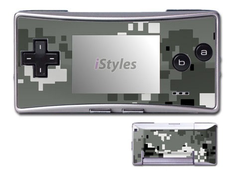 Game Boy Micro Skin design of Military camouflage, Pattern, Camouflage, Design, Uniform, Metal, Black-and-white, with black, gray colors