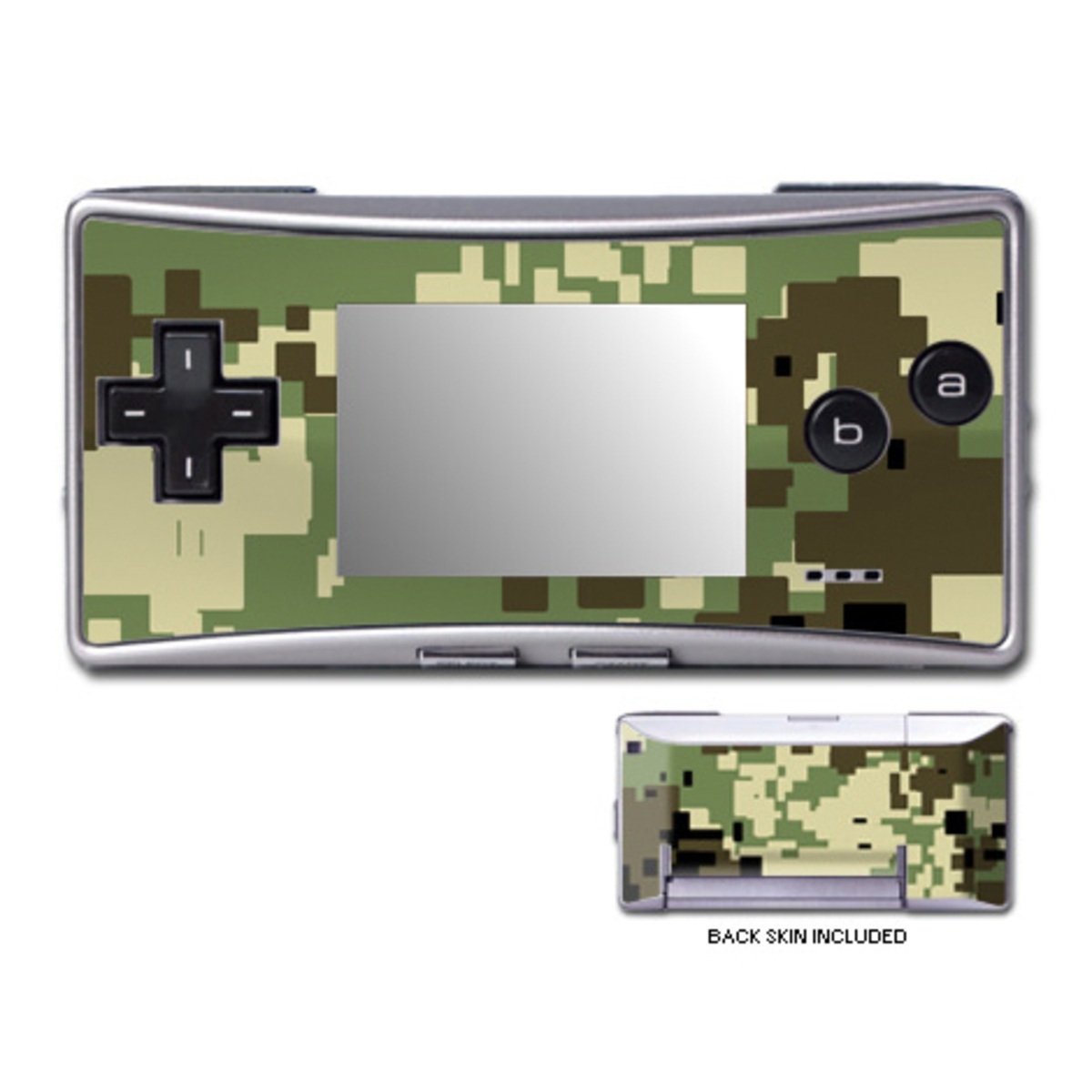 Game Boy Micro Skin design of Military camouflage, Pattern, Camouflage, Green, Uniform, Clothing, Design, Military uniform, with black, gray, green colors