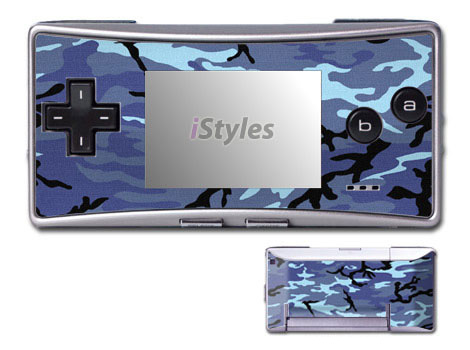 Game Boy Micro Skin design of Military camouflage, Pattern, Blue, Aqua, Teal, Design, Camouflage, Textile, Uniform, with blue, black, gray, purple colors