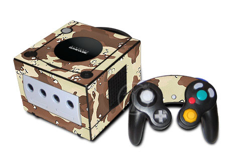 Old GameCube Skin design of Military camouflage, Brown, Pattern, Design, Camouflage, Textile, Beige, Illustration, Uniform, Metal, with gray, red, black, green colors