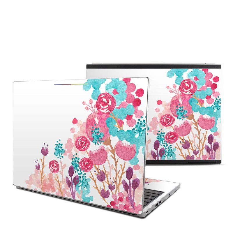 Chromebook Pixel Skin design of Pink, Pattern, Design, Illustration, Clip art, Plant, Graphics, Art, with white, pink, purple, blue, red colors