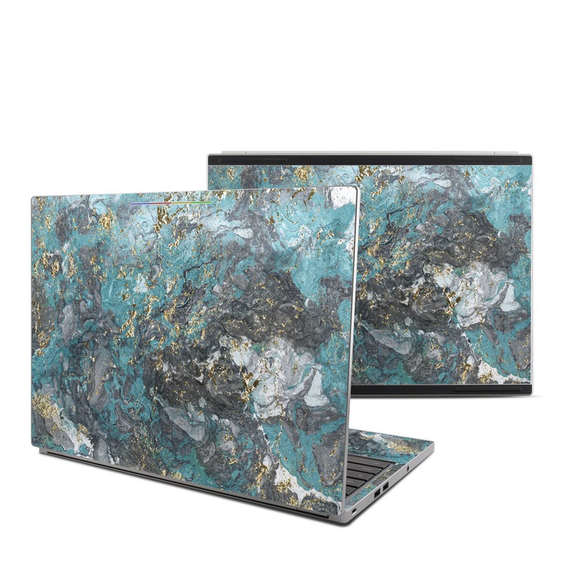 Chromebook Pixel Skin design of Blue, Turquoise, Green, Aqua, Teal, Geology, Rock, Painting, Pattern, with black, white, gray, green, blue colors