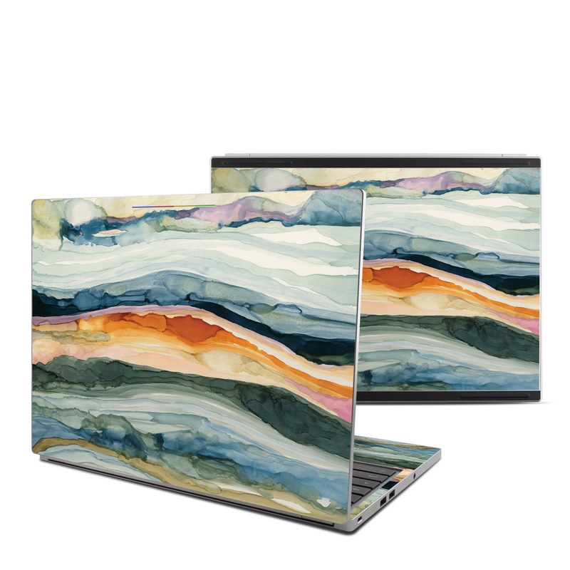 Chromebook Pixel Skin design of Watercolor paint, Painting, Sky, Wave, Geology, Landscape, Pattern, Acrylic paint, Cloud, Paint, with blue, purple, orange, yellow, red, green, brown colors