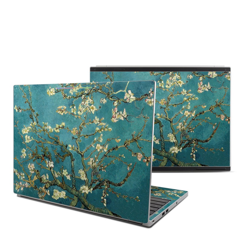Chromebook Pixel Skin design of Tree, Branch, Plant, Flower, Blossom, Spring, Woody plant, Perennial plant, with blue, black, gray, green colors