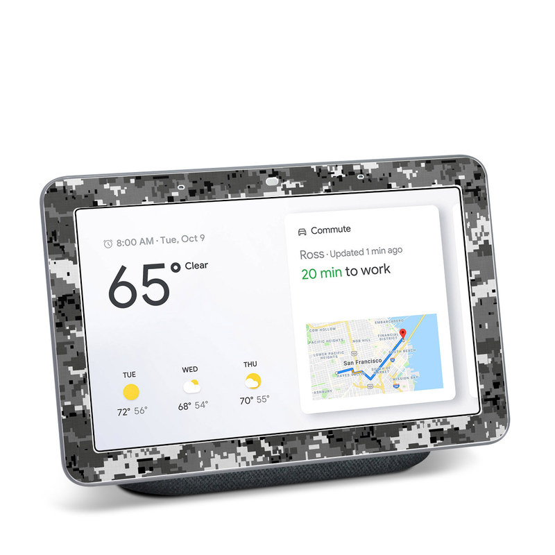 Google Home Hub Skin design of Military camouflage, Pattern, Camouflage, Design, Uniform, Metal, Black-and-white with black, gray colors