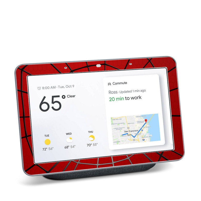 Google Home Hub Skin design of Red, Symmetry, Circle, Pattern, Line with red, black, gray colors