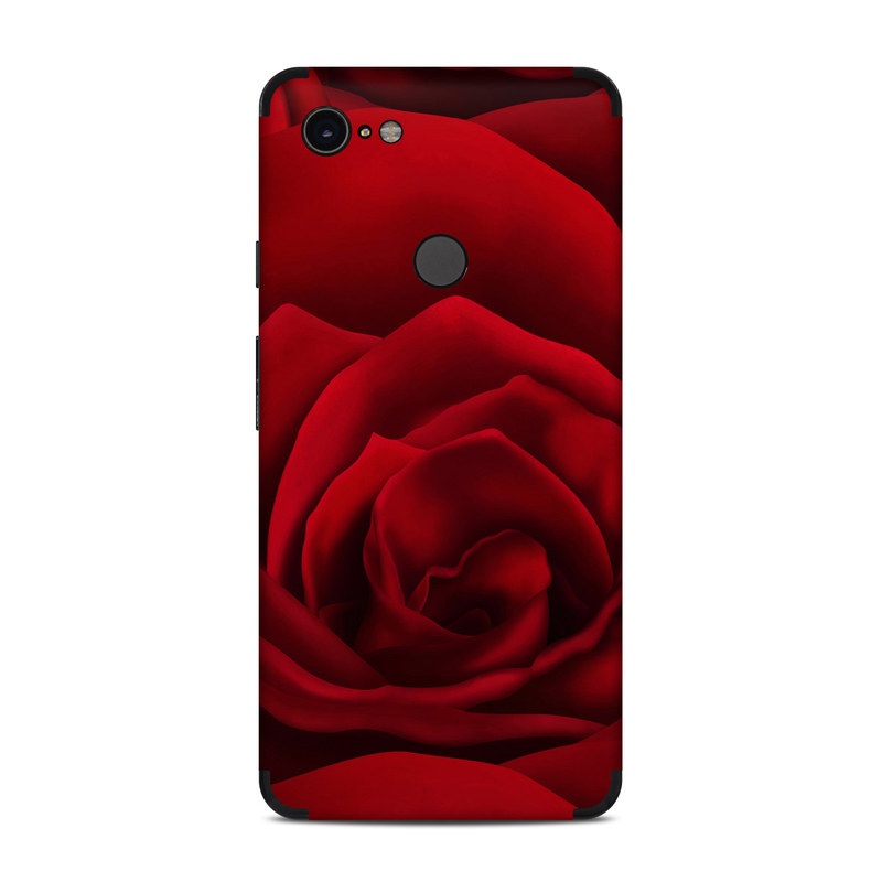 Google Pixel 3 XL Skin design of Red, Garden roses, Rose, Petal, Flower, Nature, Floribunda, Rose family, Close-up, Plant, with black, red colors