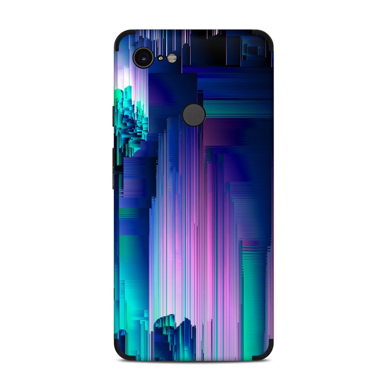 Google Pixel 3 XL Skin design of Blue, Green, Light, Colorfulness, with blue, purple, pink, white colors