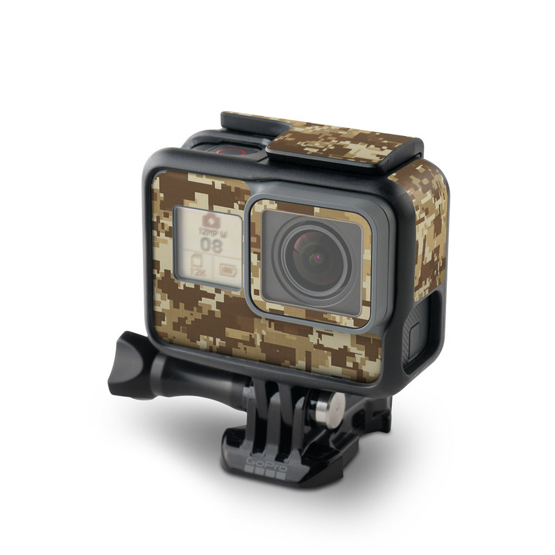 GoPro Hero7 Black Skin design of Military camouflage, Brown, Pattern, Camouflage, Wall, Beige, Design, Textile, Uniform, Flooring, with brown colors