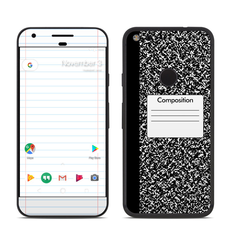 Google Pixel Skin design of Text, Font, Line, Pattern, Black-and-white, Illustration, with black, gray, white colors