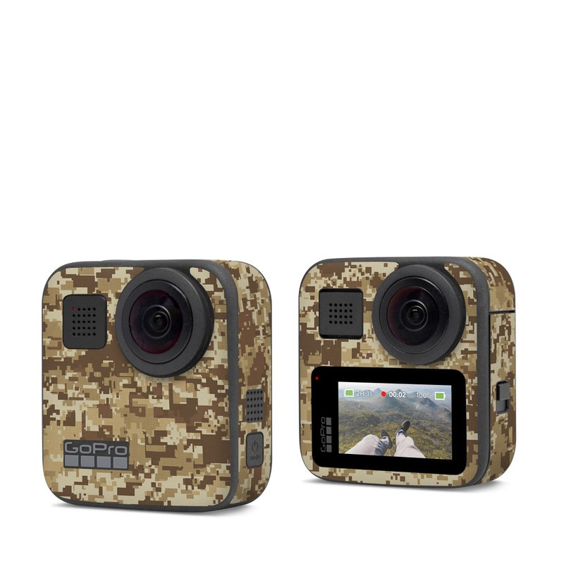 GoPro Max Skin design of Military camouflage, Brown, Pattern, Camouflage, Wall, Beige, Design, Textile, Uniform, Flooring, with brown colors