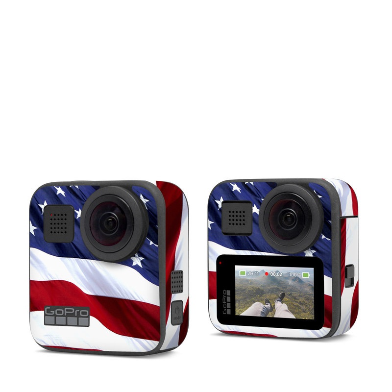 GoPro Max Skin design of Flag, Flag of the united states, Flag Day (USA), Veterans day, Memorial day, Holiday, Independence day, Event, with red, blue, white colors