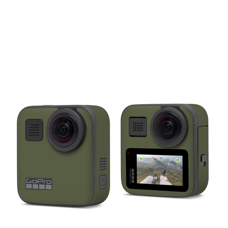 GoPro Max Skin design of Green, Brown, Text, Yellow, Grass, Font, Pattern, Beige, with green, brown colors