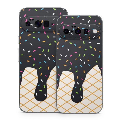 Black Ice Cream Drip Google Pixel 10 Series Skin