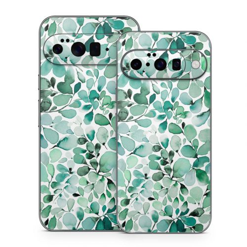 Watercolor Eucalyptus Leaves Google Pixel 10 Series Skin