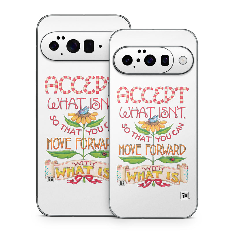 Google Pixel 10 Series Skin design of Butterfly, Sun-Flower, Leaves, with white, red, green, brown, yellow, blue, orange, black colors