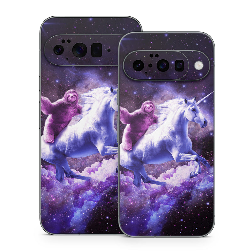 Google Pixel 10 Series Skin design of Purple, Unicorn, Fictional character, Violet, Mythical creature, Illustration, Sky, Graphic design, Space, Constellation, with black, white, blue, purple, gray, brown colors