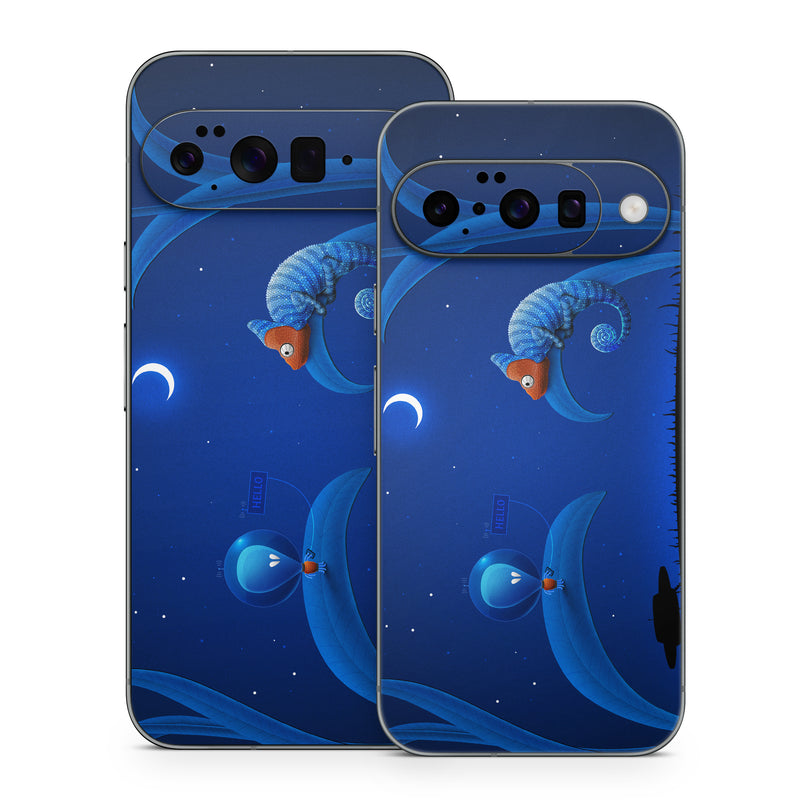 Google Pixel 10 Series Skin design of Organism, Astronomical object, Space, Illustration, Night, Graphics, with black, blue, orange colors