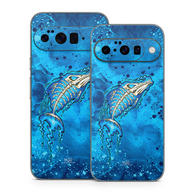Google Pixel 10 Series Skin design of Blue, Water, Aqua, Electric blue, Illustration, Graphic design, Liquid, Graphics, Marine biology, Art, with blue, white colors