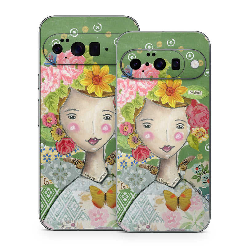 Google Pixel 10 Series Skin design of Watercolor paint, Illustration, Art, Painting, Plant, Flower, Visual arts, Paint, Child art, Acrylic paint, with green, pink, red, orange, white, blue, brown colors