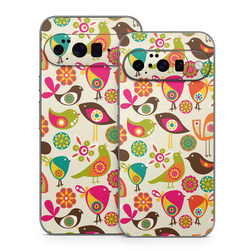 Google Pixel 10 Series Skin design of Pattern, Visual arts, Wrapping paper, Design, Clip art, Textile, Motif, Sticker, Graphics, with yellow, pink, orange, green, brown, blue colors