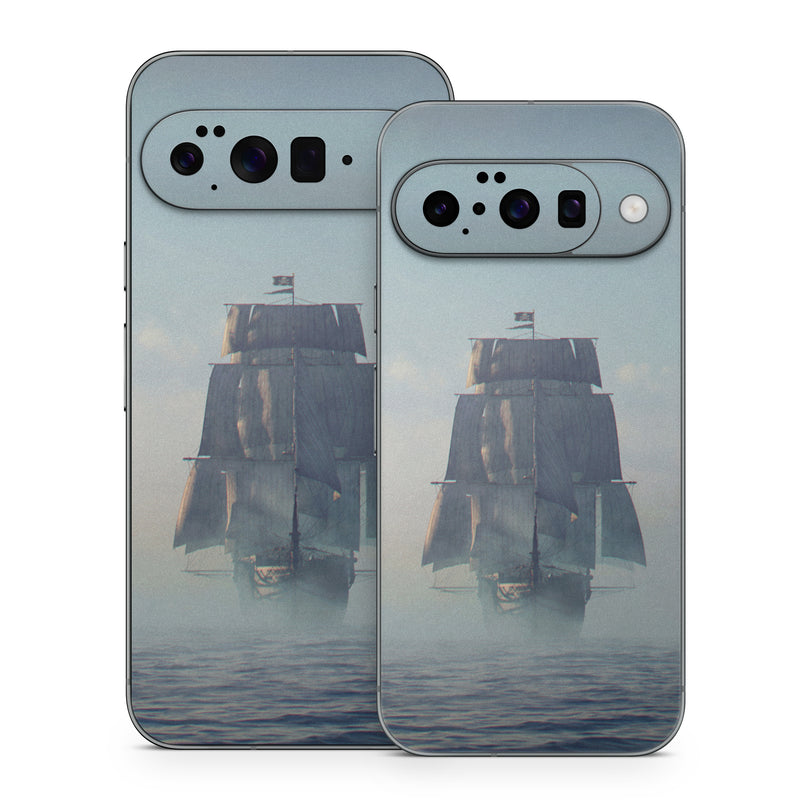 Google Pixel 10 Series Skin design of Atmospheric phenomenon, Vehicle, Mode of transport, Watercraft, Ship, Sea, with white, blue, black, gray colors