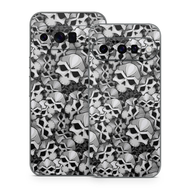 Google Pixel 10 Series Skin design of Pattern, Black-and-white, Monochrome, Ball, Football, Monochrome photography, Design, Font, Stock photography, Photography, with gray, black colors