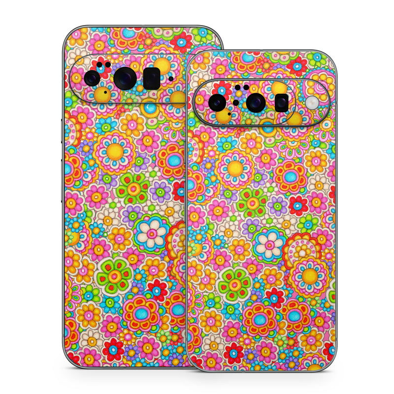 Google Pixel 10 Series Skin design of Pattern, Design, Textile, Visual arts, with pink, red, orange, yellow, green, blue, purple colors
