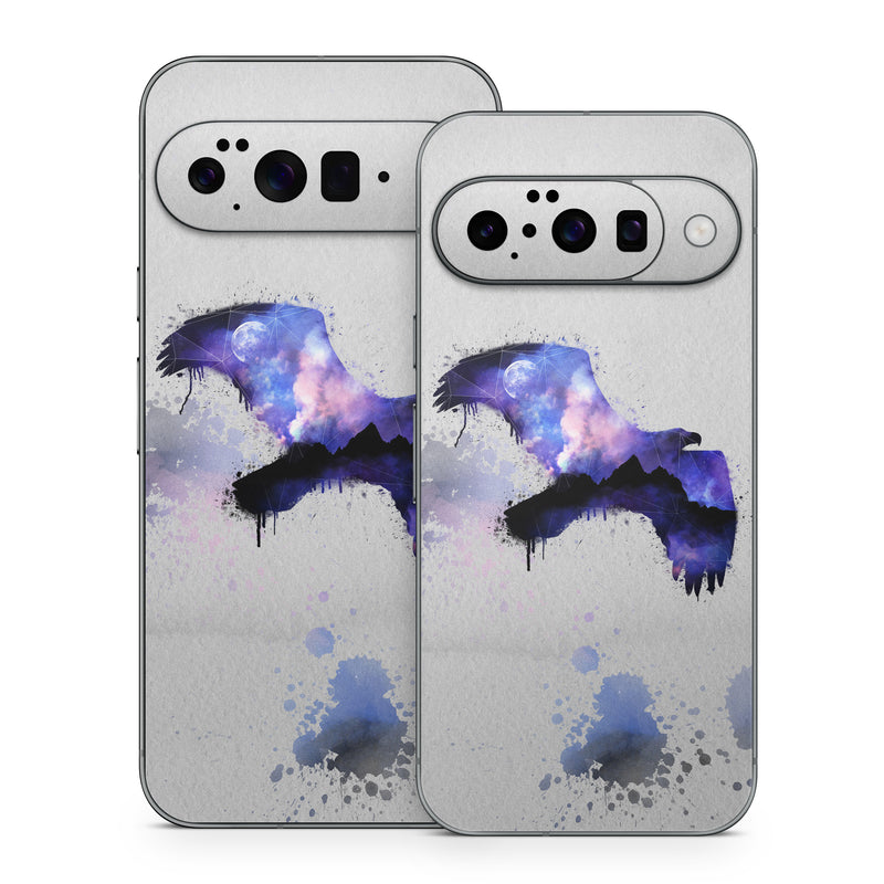 Google Pixel 10 Series Skin design of Blue, Watercolor paint, Purple, Water, Graphic design, Illustration, Art, Ink, Painting, Electric blue, with gray, white, blue, black, purple colors