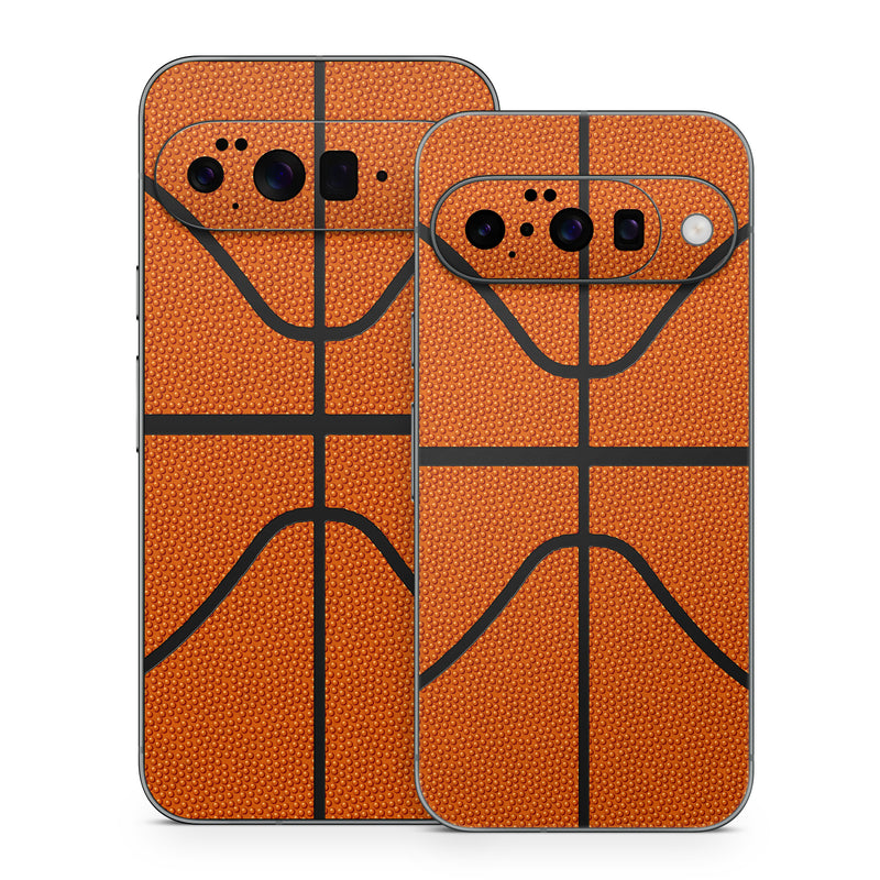 Google Pixel 10 Series Skin design of Orange, Basketball, Line, Pattern, Sport venue, Brown, Yellow, Design, Net, Team sport, with orange, black colors