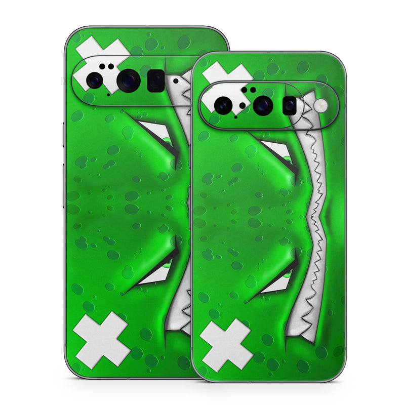 Google Pixel 10 Series Skin design of Green, Font, Animation, Logo, Graphics, Games, with green, white colors