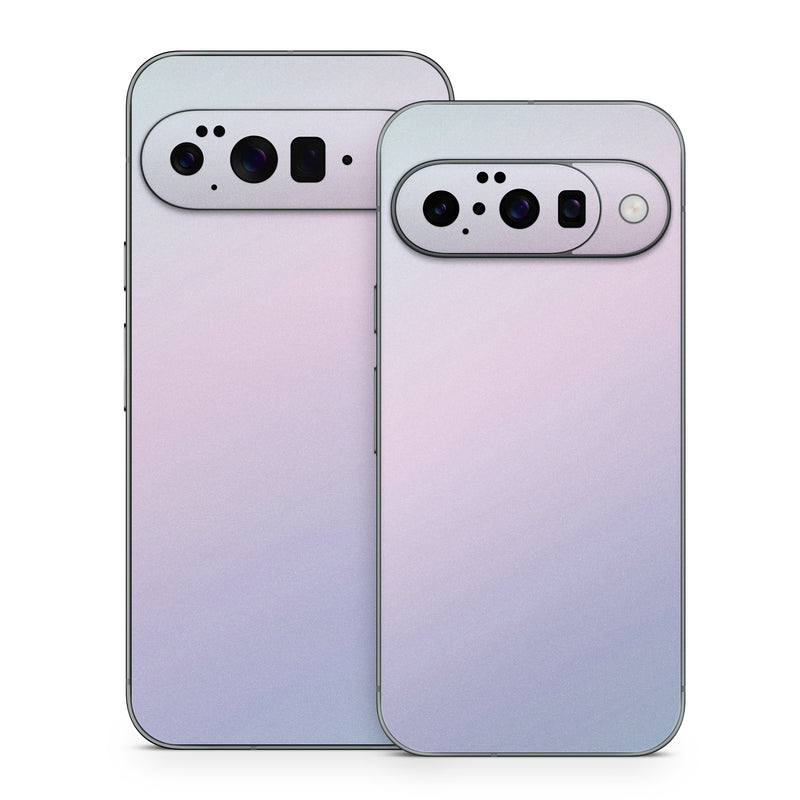 Google Pixel 10 Series Skin design of White, Blue, Daytime, Sky, Atmospheric phenomenon, Atmosphere, Calm, Line, Haze, Fog, with pink, purple, blue colors