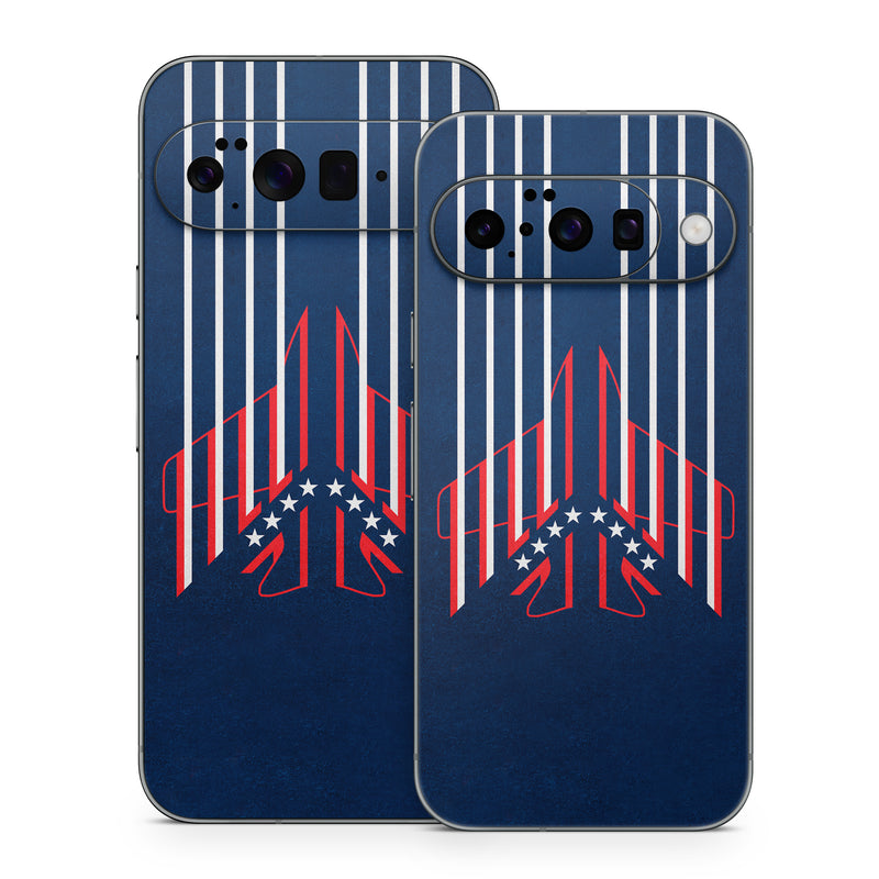 Google Pixel 10 Series Skin design of Sleeve, Font, Motor vehicle, T-shirt, Emblem, Poster, Electric blue, Symmetry, Symbol, Pattern, with blue, red, white colors