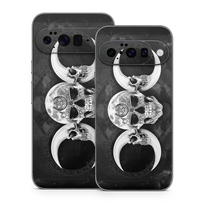 Google Pixel 10 Series Skin design of Bone, Skull, Darkness, Monochrome, Black-and-white, Circle, Symmetry, Visual Arts, Illustration, Skeleton, Drawing, with black, white, gray colors
