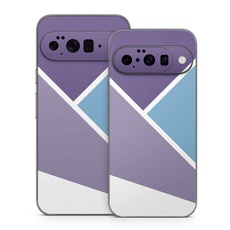 Google Pixel 10 Series Skin design of Violet, Purple, Turquoise, Line, Pattern, Design, Graphic design, Font, Triangle, Magenta, with white, blue, purple colors