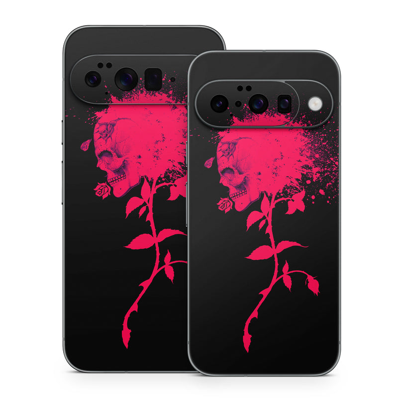 Google Pixel 10 Series Skin design of Red, Black, Pink, Graphic design, Magenta, Visual arts, Graphics, Illustration, Plant, Art, with black, red colors