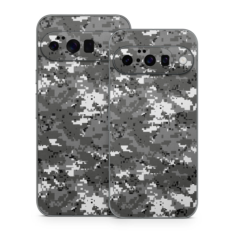 Google Pixel 10 Series Skin design of Military camouflage, Pattern, Camouflage, Design, Uniform, Metal, Black-and-white, with black, gray colors
