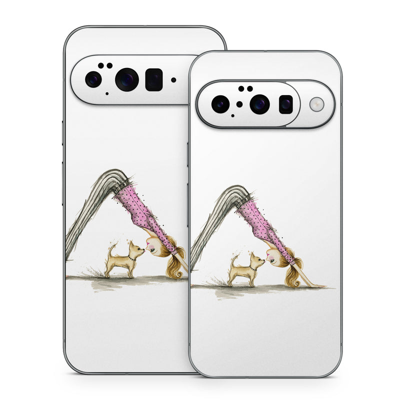 Google Pixel 10 Series Skin design of Drawing, Illustration, with white, pink, black, white, brown, yellow colors