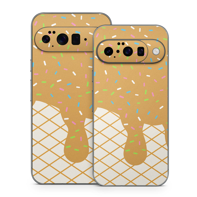 Google Pixel 10 Series Skin design, with white, brown, yellow, green, orange, pink, blue colors